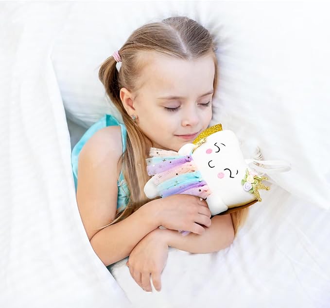 Tooth Fairy Pillow with Shiny Wings Embroidered Tooth Fairy Doll with Pocket Crystal Velvet Tooth Fairy Souvenir Boy Girl Gift (White) (Second Edition)