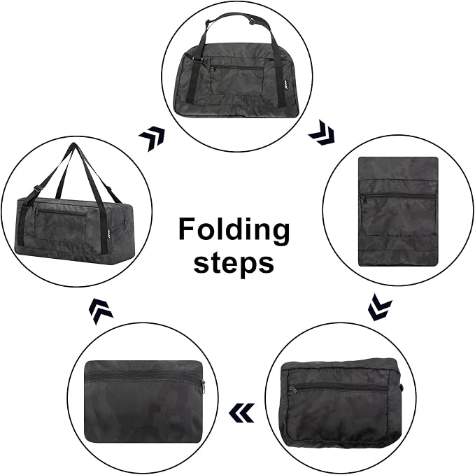 HOLYLUCK Foldable Travel Duffel Bag For Women & Men Luggage Great for Gym (midnight camo)