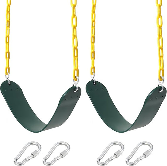 Take Me Away 2-Pack Heavy Duty Swing Seat with 66" Anti-Rust Chains & Quick-Connect Snap Hooks, 500lb Capacity Replacement Swing Set for Outdoor Playgrounds & Backyards