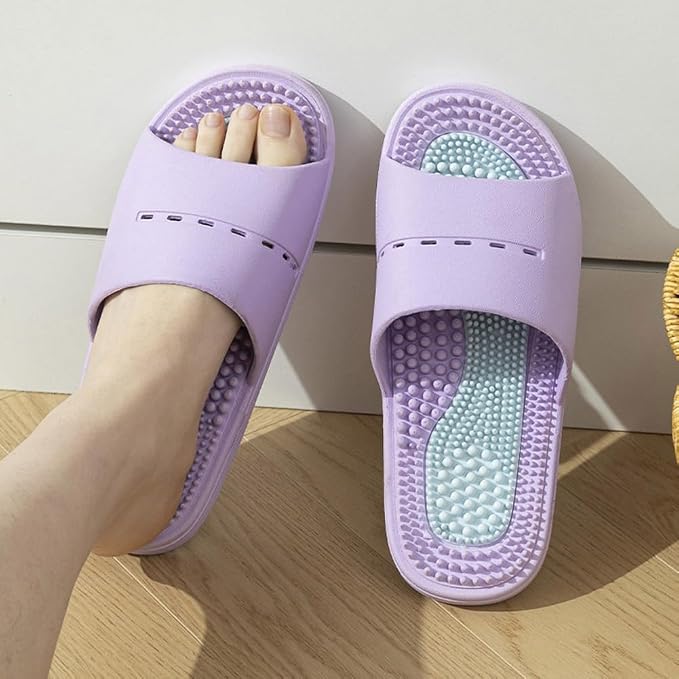 Acupressure Massage Slippers Acupressure Foot Massager Shoes Reflexology Sandals Gift for Men Women Reduce Feet Neuropathy Pain Relief and Tension (Light Purple,US Women 6.5-7.5/Men 5-6)
