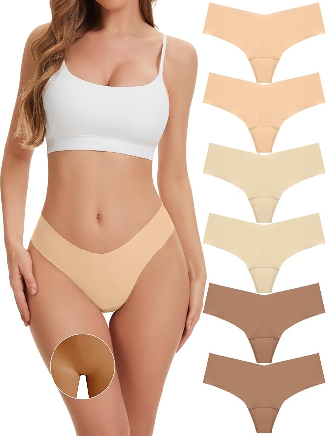 OVRUNS Camel Toe Underwear for Women Low Waist Camel Toe Thong Seamless Workout Cameltoe Proof Concealer Panties 3 Pack