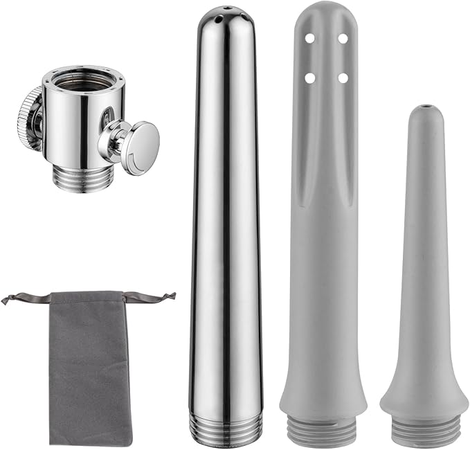 Shower Enema Kit, Shower Douche Nozzle Cleansing System with Water Control，Travel Enema Nozzle Kit for Men and Women Portable Cleaning