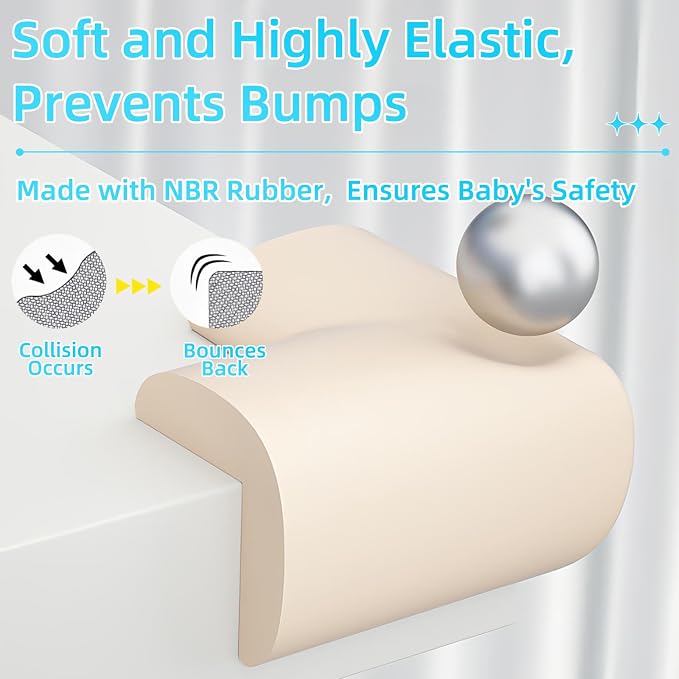 ZOMPAGO Baby Edge Protector 10 Corner Guards - White Foam Furniture Corner Protectors - Baby Proof Corners and Edges for Table, Wall, Bed Frame - Baby Proofing Safety Bumpers