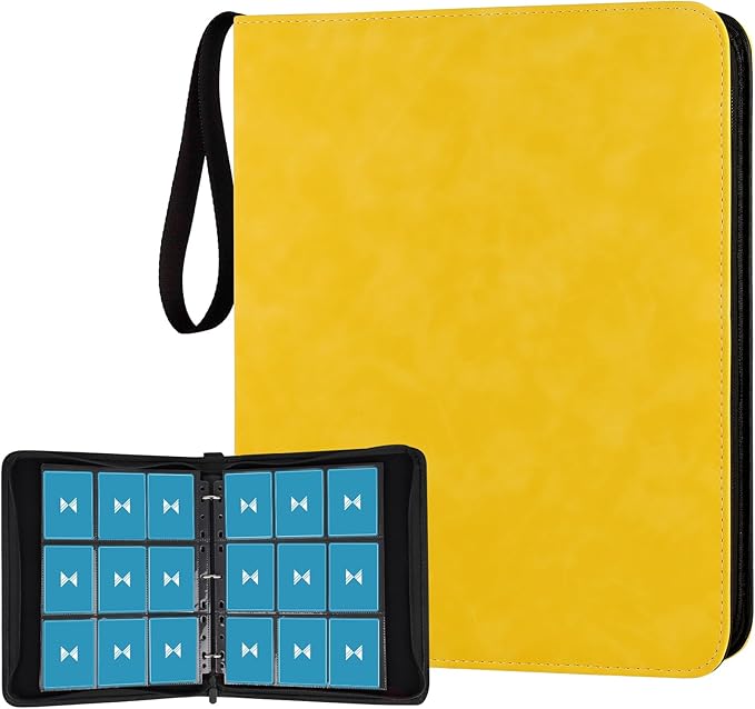 GERMUN 720 Card Binder, Premium Trading Card Binder, 9 Pocket Double Sided Pocket PU Card Collection Binder, Collector Card Album, Card Folder for MTG, TCG, Sports Cards, Game Cards (Yellow)