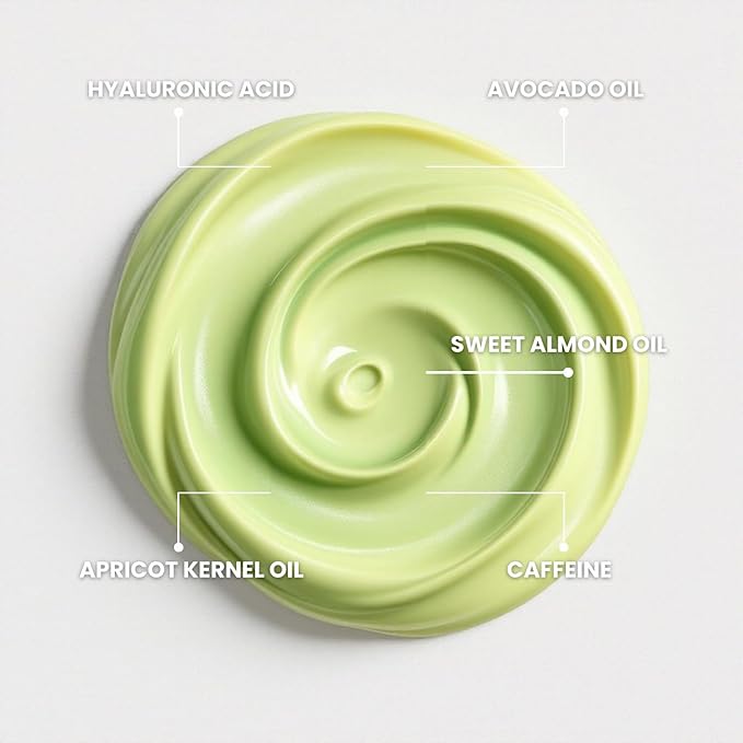 NYMERIA Vibrating Avocado Under Eye Cream – Cooling Metal Tip Eye Cream with Caffeine & Hyaluronic Acid, Brightening & Hydrating Formula for Puffiness, Dark Circles & Fine Lines, 0.67 fl oz / 20 ml