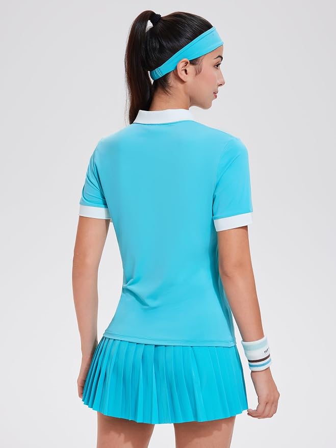 Tennis Skirt Sets for Women Zipper Color Block High Waisted Golf Polo Two Piece Skirt Set Women 2 Piece Outfits