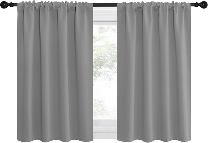 NICETOWN RV Blackout Curtains for Camper Windows, Short Room Darkening Drapes for Kitchen, Home Decoration Thermal Insulated Blackout Blinds for Small Windows (Silver Grey, 2 Panels, W34 x L30)