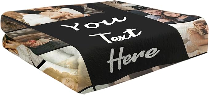 Custom Blanket with Picture Text Customizable Photo Blankets Customized Christmas Valentines Fathers Mother's Day Birthday Gifts Personalized Gifts for Mom Dad Girlfriend Boyfriend Wife Husband