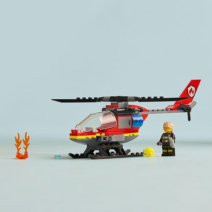 LEGO City Fire Rescue Helicopter Toy, Building Set with Firefighter Minifigure Pilot, Fun Gift or Pretend Play Toy for Boys, Girls and Kids Ages 5 and Up, 60411