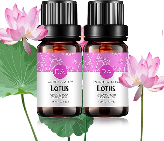 2-Pack Lotus Essential Oil 100% Pure Oganic Plant Natrual Flower Essential Oil for Diffuser Massage Skin Care - 2x10ML