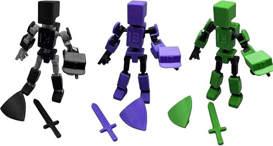 Mini 13 Action Figure, Mini T13 Action Figure 3D Printed, Fully Articulated Robot, Dummy 13 Action Figure Easy 13 Action Figure, Stop Motion Animation, Gift (3 Pack - C)