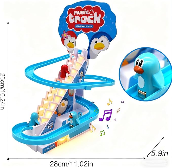 Penguin Climbing Toy Set Electric Light Slide Climbing Toys for Automatic Stairs,Playful Santa Race Game Christmas Roller Climbing Toys with LED Light and Music for Toddlers Boys Girls
