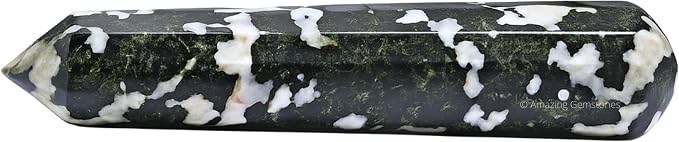 Amazing Gemstone Black and White Tourmaline Crystal Wand Massage Stick - Pelvic Wand Gua Sha for Adults - Crystals and Healing Stones Massage Wands for Adults Gifts (Pointed)