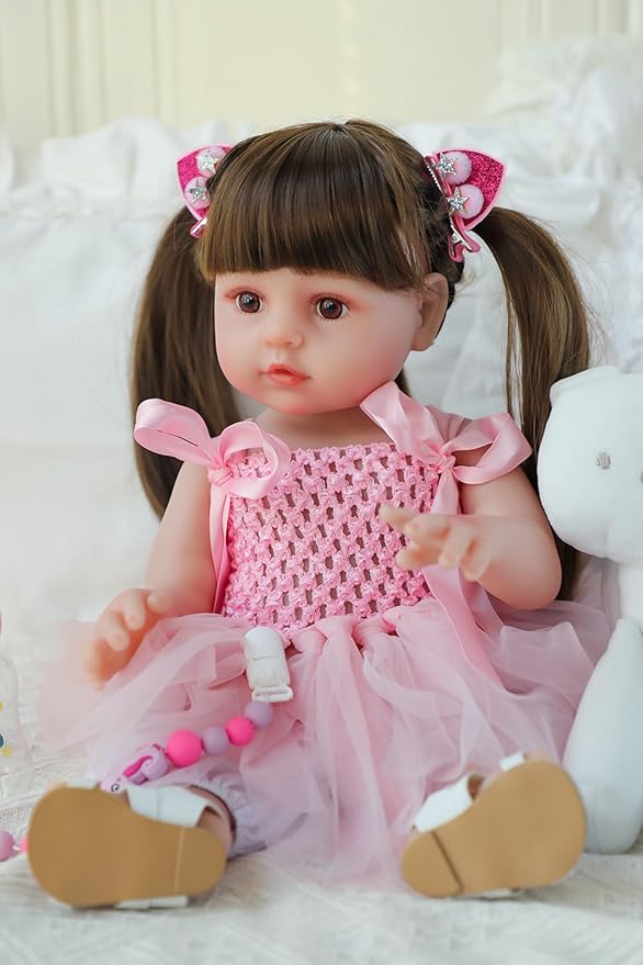 SCOM Lifelike Reborn Dolls Girl -20 Inch Realistic Baby Doll Newborn Baby Dolls，Lifelike Baby Doll Silicone Toddler Clothes Gift Set for Age 3+