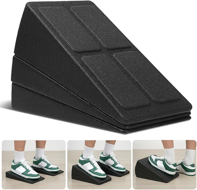 Squat Wedge Block Set of 3 - High-Density EPP Slant Board with 8.5° & 17° Stackable Angles - Deep-Groove Anti-Slip Surface for Calf Stretching, Physical Therapy & Ankle Mobility