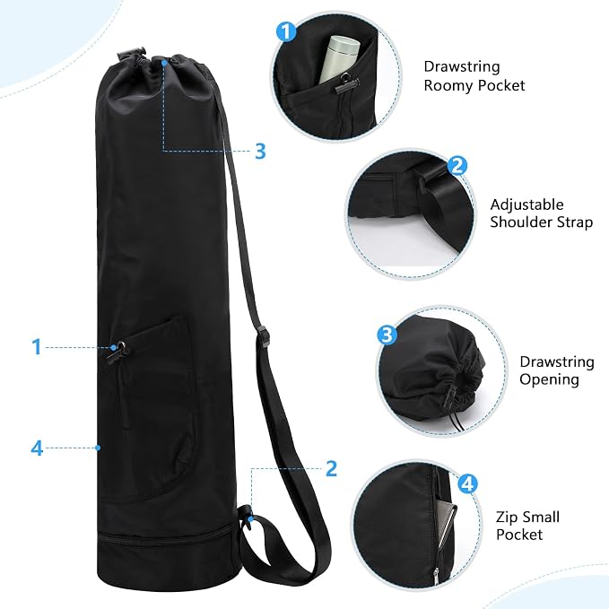 Yoga Mat Bag Compatible with Gaiam, Large Capacity Yoga Mat Carrier with Adjustable Strap, Water Bottle Pocket & Bottom Wet Pocket, Functional Yoga Mat Holder for Women and Men