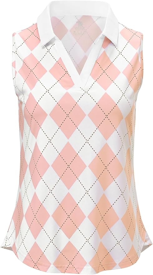 BGOWATU Women's Sleeveless Golf Polo Shirts Collared V Neck Tennis Tank Tops UPF 50+ Quick Dry Lightweight