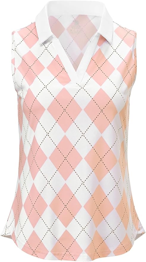 BGOWATU Women's Sleeveless Golf Polo Shirts Collared V Neck Tennis Tank Tops UPF 50+ Quick Dry Lightweight