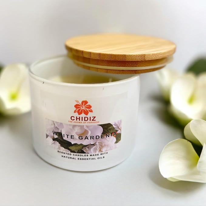 White Gardenia Soy Scented Candles | Large 1 Wick Jar Candle | Up to 45 Hours Burning Time | Relaxing Aromatherapy Candles | Housewarming Gift for Women and Men (Medium, White Gardenia)