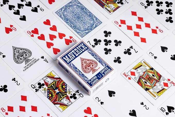 Maverick Playing Cards 12 Pack, Standard Index, Red and Blue Decks, Bulk Playing Cards for Poker, Card Games, and Family Game Night