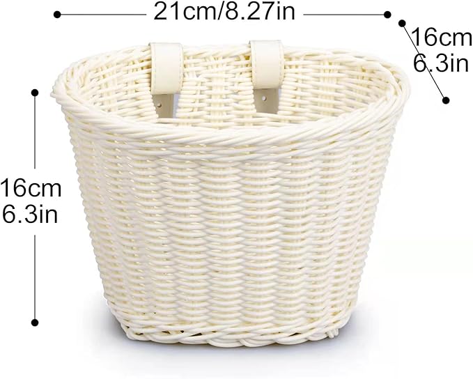 Kid's Bicycle Basket,Colored Tassels Wicker Front Handlebar Bike Basket Handlebar with Streamers Bell and Stickers,Bicycle Decoration for Girls and Boys