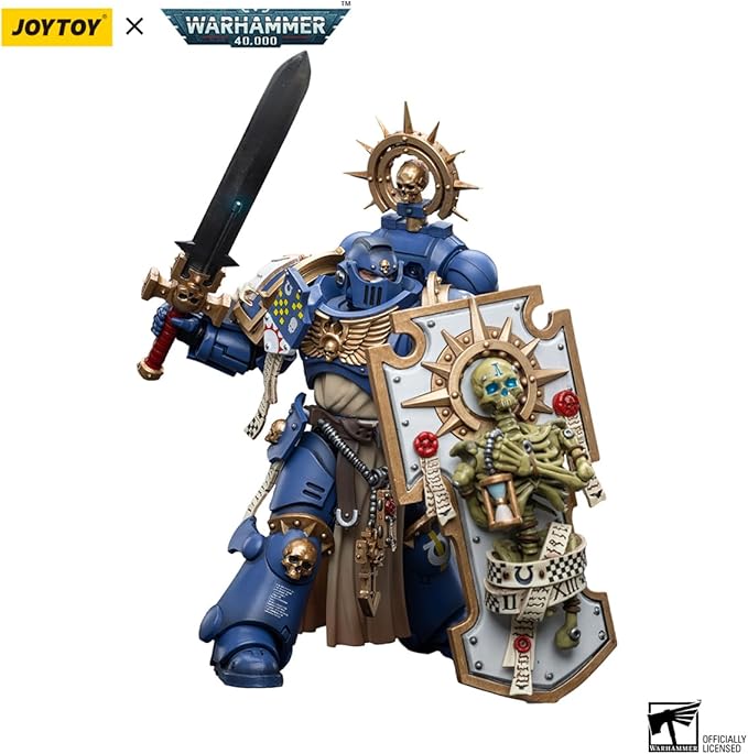 JoyToy Warhammer 40K 1/18 Action Figure Mecha Joy Toy Model Toys Ultramarines Primaris Captain with Relic Shield and Power Sword