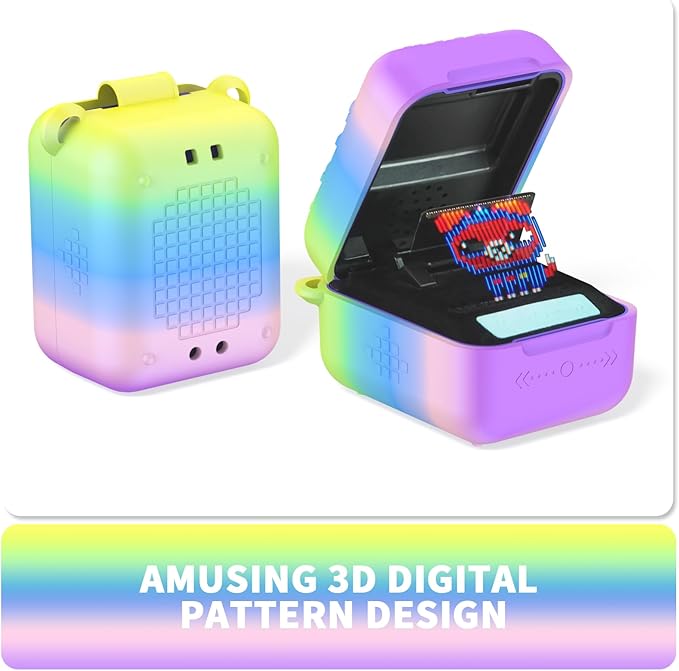 Soft Silicone Case for Bitzee Interactive Toy Digital Pet, Shockproof and Protective Carrying Case for Bitzee Interactive Electronic Pets with Lanyard (Rainbow)