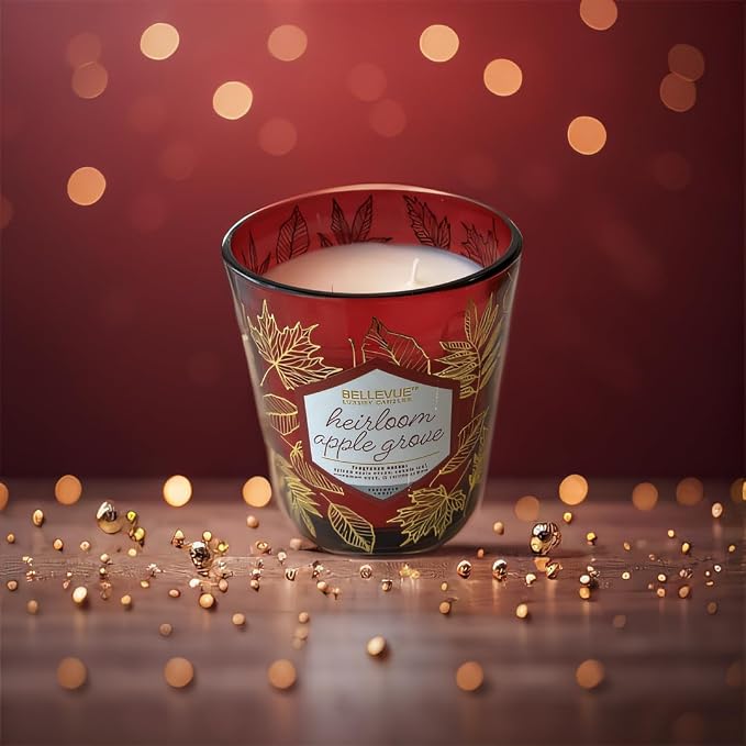 Bellevue Luxury Candles, 12 OZ Fragranced Candle, Soy Blend Wax, Essential Oils, Long-Lasting Burn, Home Fragrances, Aromatherapy Home Scented Candles Scent Heirloom APPLEGROVE