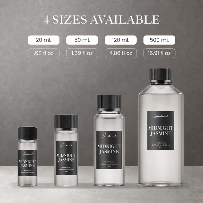 Scentiment Midnight Jasmine Diffuser Oil - Premium Hotel Scent with Notes of Jasmine, Vanilla Crème & Pear Nectar Home Scent, Hotel Fragrance Oil Diffuser Refill - 4.06 fl oz (120 mL)