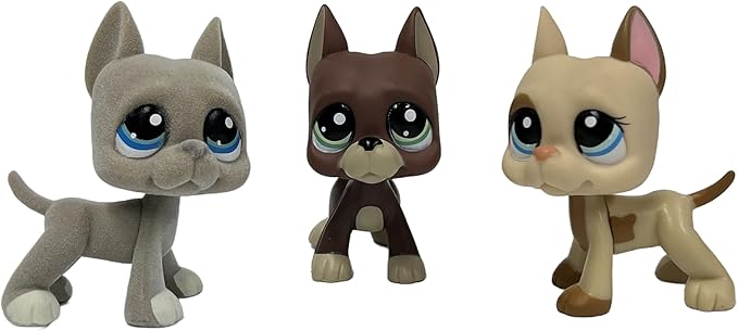 3pcs/Set Custom Flocked Pet Shop Toys Short Hair Cat Kitten Collie Great Dane Cocker Spaniel Dachshund Puppy Dog OOAK Compatible with LPS (#184 and 1519 and 1647)