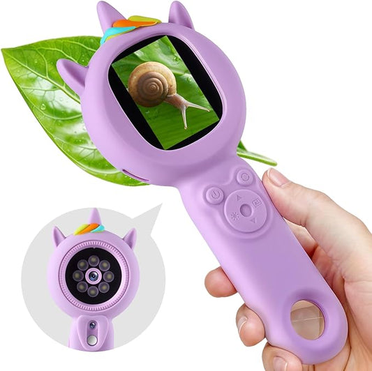 Kids Microscope- 500x Magnification,16X Zoom,Handheld Microscope for Kids with HD Cam,Portable Science Learning Tool,Christmas Birthday Gifts for Boys Girls Aged 3-12 (Purple)