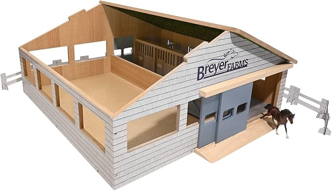 Breyer Horses Farms Deluxe Arena Stable | 24 Piece Playset | 2 Stablemates Horses Included | 24.25" L x 22" W x 10.5" H | 1:32 Scale | Model #59243