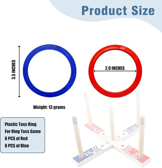 OUTOSS-Plastic Toss Ring Replacement Parts for Ring&Hoop Toss Game-Soft TPR Material,12-Packs with Two Colors-Durable&Family-Friendly for Indoor/Outdoor Fun