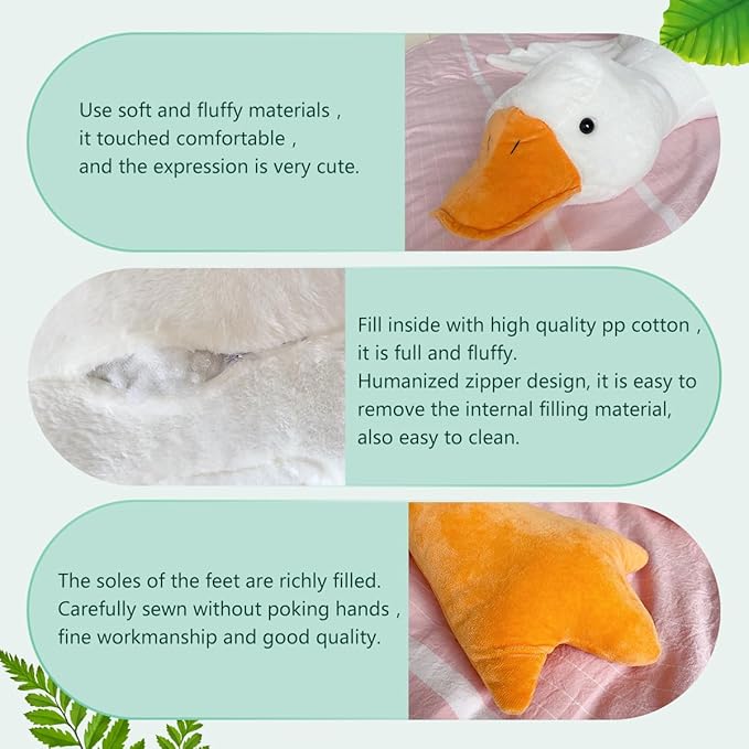 Haengbuk-Goose Stuffed Animal, 74.8in/190cm Giant Sleeping Hugging Pillow, Soft White Swan Plush Toy, Gift for Kids, Friends or Family