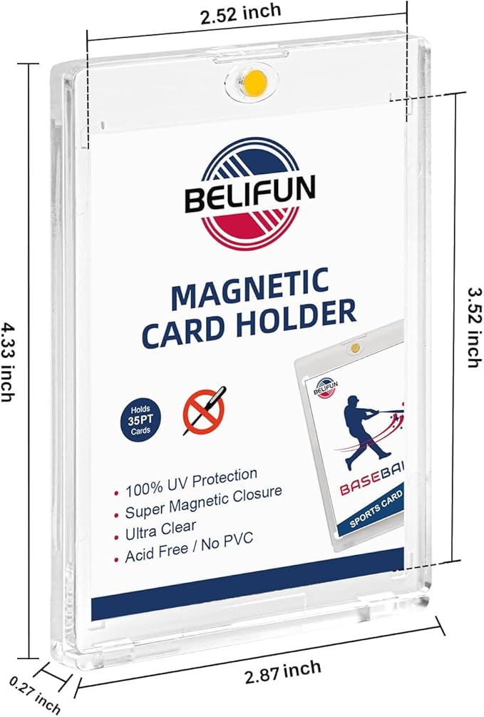 20-Pack One Touch Magnetic Card-Holders - 35PT Trading Card Holders, UV Protection Clear Acrylic Card Cases, Card Protector for Game, Baseball Sports Cards, Fit for Standard Cards Storage and Display