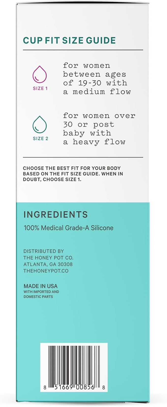 The Honey Pot Company - Menstrual Cup - 12 Hour Reusable Protection for Periods - Natural Feminine Hygiene Products - Size 2