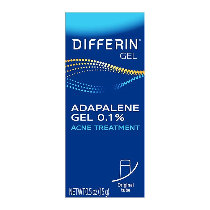 Differin Acne Treatment Gel, 60 Day Supply, Retinoid Treatment for Face with 0.1% Adapalene, Gentle Skin Care for Acne Prone Sensitive Skin, 15g Tube (Pack of 2) (Packaging May Vary)
