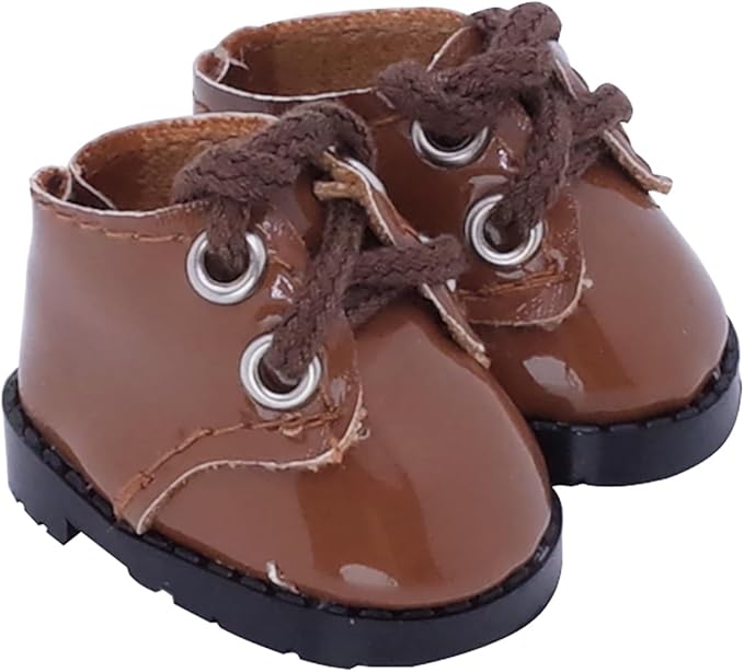 Etistta 17cm Doll Shoes for 17cm Doll Boots, 6.7 inch Doll Shoes Accessories (Brown)