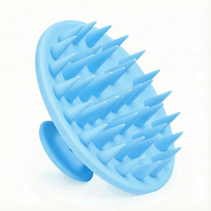 Meartchy Silicone Scalp Massager Shampoo Brush, Scalp Brush for Hair Growth & Dandruff Removal, Hair Scrubber Scalp Stimulator Exfoliator Brush with Soft Bristles for Wet Dry Scalp Care (Light Blue)