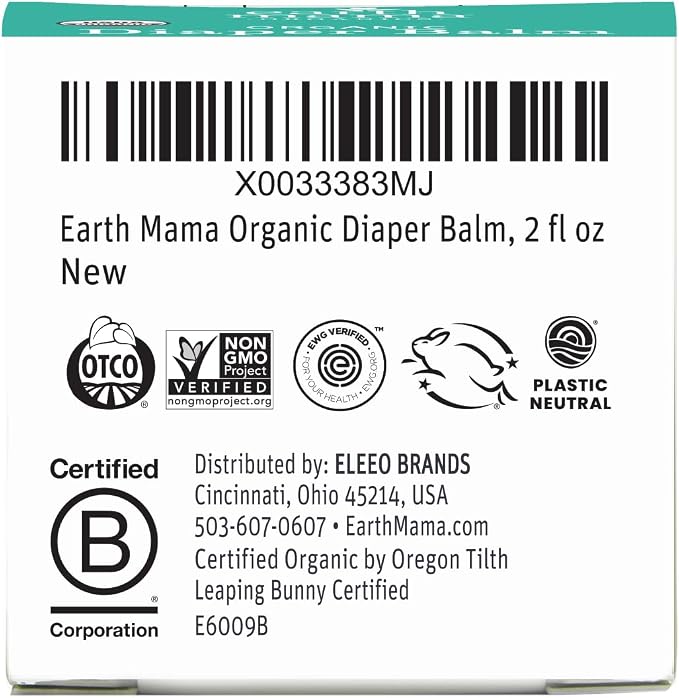 Earth Mama Organic Diaper Balm 2-Ounce | Diaper Cream for Baby | EWG Verified, Petroleum & Artificial Fragrance-Free with Calendula for Sensitive Skin (4-Pack)
