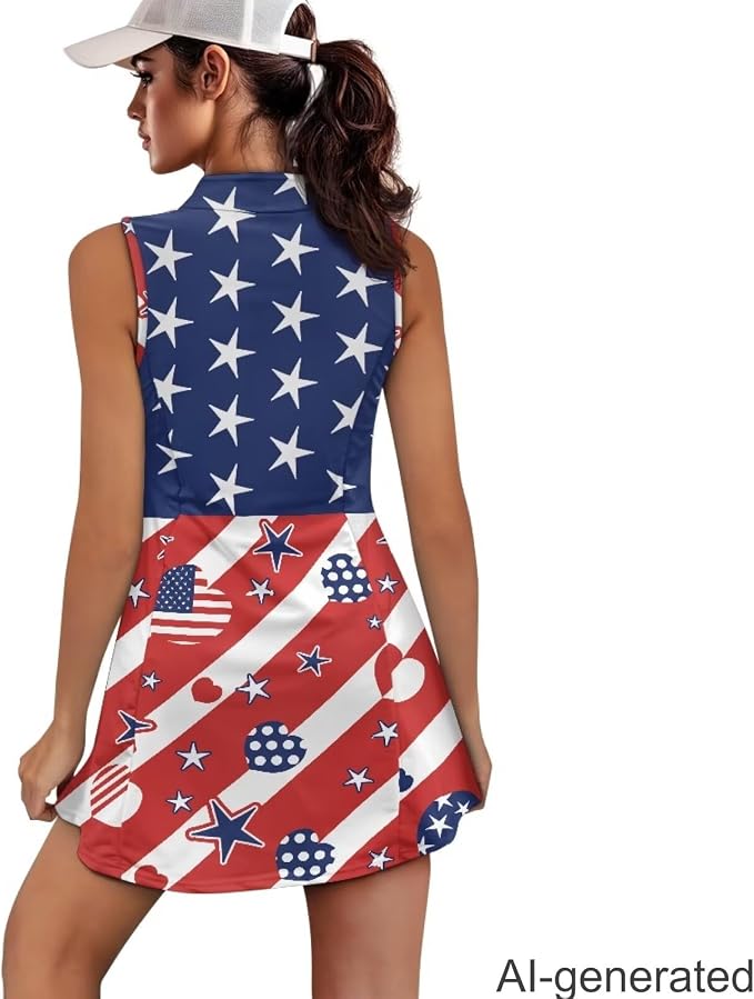 Golf Dress Tennis Dresses for Women with Built in Shorts and Pockets Sleeveless Athletic Dress Workout Dress