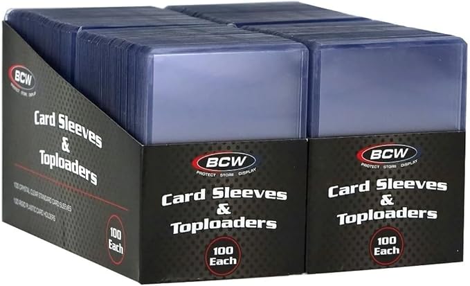 BCW Card Sleeves and Toploaders for Card Combo - 200 Count | Top Loaders and Acid-Free Penny Sleeves | Great for Football, Magic: The Gathering, Pokémon, and Baseball Card Protectors