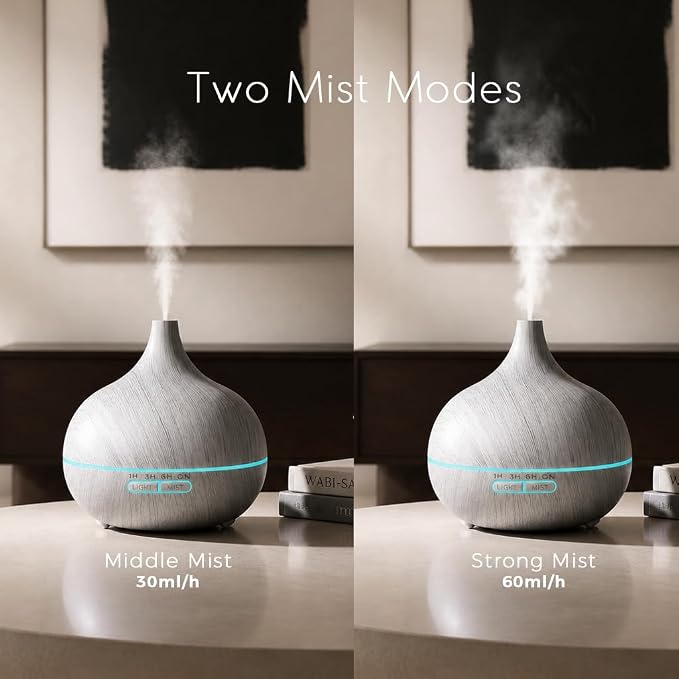 550ml Essential Oil Diffuser, Ultrasonic Aromatherapy Humidifier with Remote Control, 7 LED Colors, Auto Shut-Off, Cool Mist Humidifier for Home, Bedroom, Office
