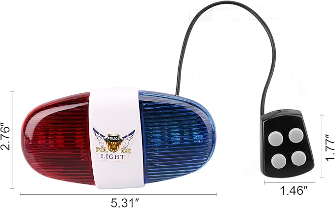 Kids Bike Police Sound Light - Oumers Electronic Horn Bike LED Light, Christmas Birthday Gift New Year Present for Your Children (Batteries Not Included)