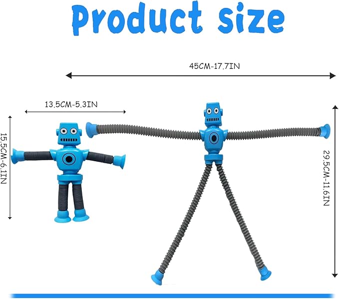 48PCS Robot Suction Cup Toys Pop Tubes，Stress Relief Fun Robot-Shaped Suction Cup Toys for Ages 3+，Autism Sensory Products,Sensory for Kids with Autism，Christmas Easter