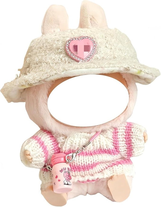 Doll Clothes Set with Hat, Skirt and Bottle for 17cm Dolls (Doll Not Included)