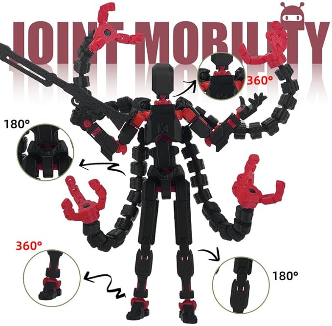 T13 Action Figure, Assembly Completed Dummy 13 Action Figures,T 13 3D Printed Toys - The Premium Action Figures for Sci-Fi Enthusiasts,Four Claws Robot (Black Red, 5.2 Inch)