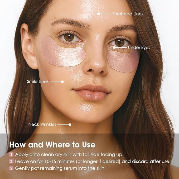 Sweet Dreams Collagen Glow Rose Gold Eye Masks - Korean Under Eye Patches Puffy Eyes, Dark Circles & Wrinkles | Collagen, Niacinamide, Hyaluronic Acid & Peptides | Hydrating Eye Treatment & BeautyCare