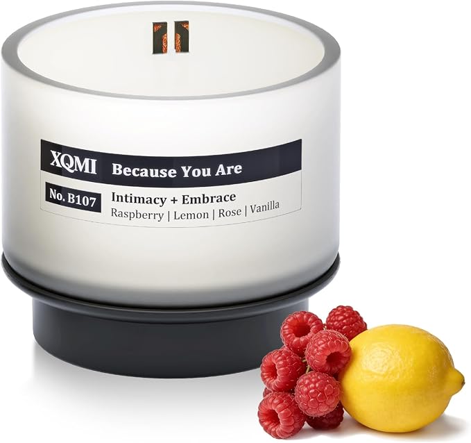 Smart Scented Candle Refill,Because You are,13% Perfume-Grade Oils,4.25oz Soy Wax,±35H Burn Time,Wooden Wick, Explosion-Proof Glass(Raspberry|Lemon | Rose| Vanilla)