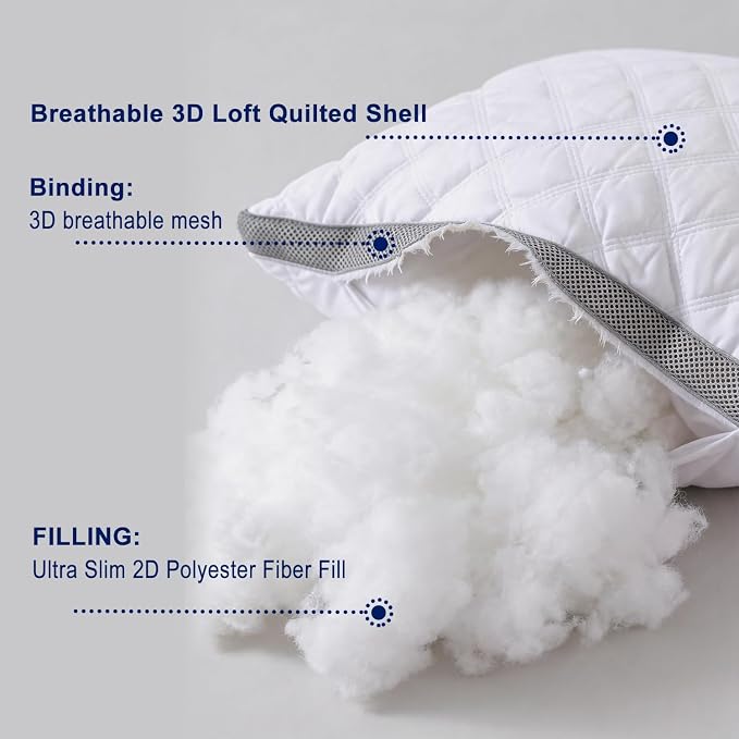 HITO Body Pillow Down Alternative for Back, Stomach or Side Sleepers 21"x54" Fluffy
